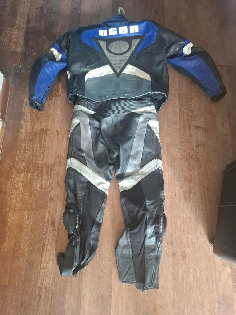 Rev'it! Leren Motorpak - Zwart/Blauw, REV'IT!, Ophalen of Verzenden, Tweedehands, Heren