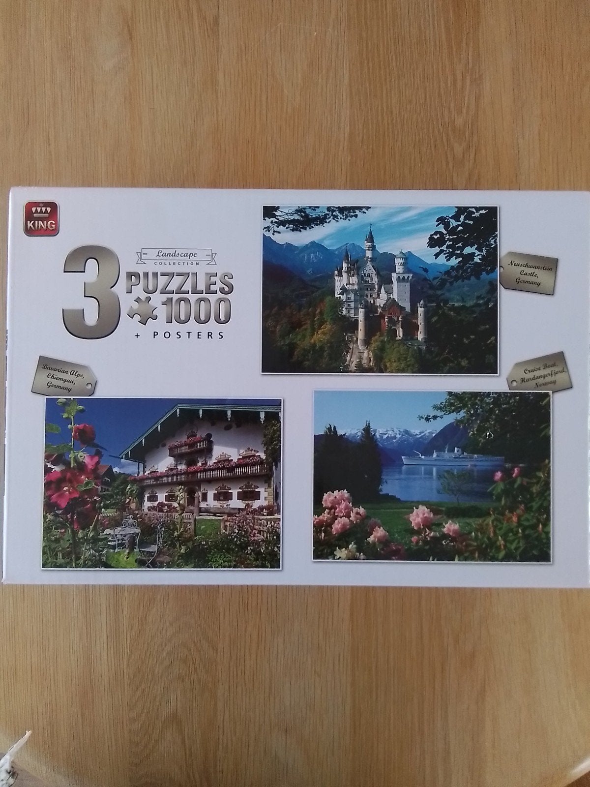 3 puzzels in 1 doos, Ophalen of Verzenden, 500 t/m 1500 stukjes, Zo goed als nieuw