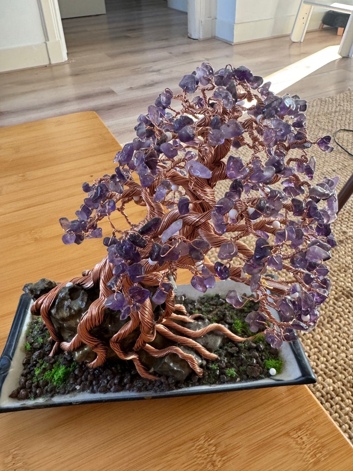 Amethist Bonsai Boom - Koperdraad & Edelstenen, Nieuw, Ophalen of Verzenden, Oosters, Metaal