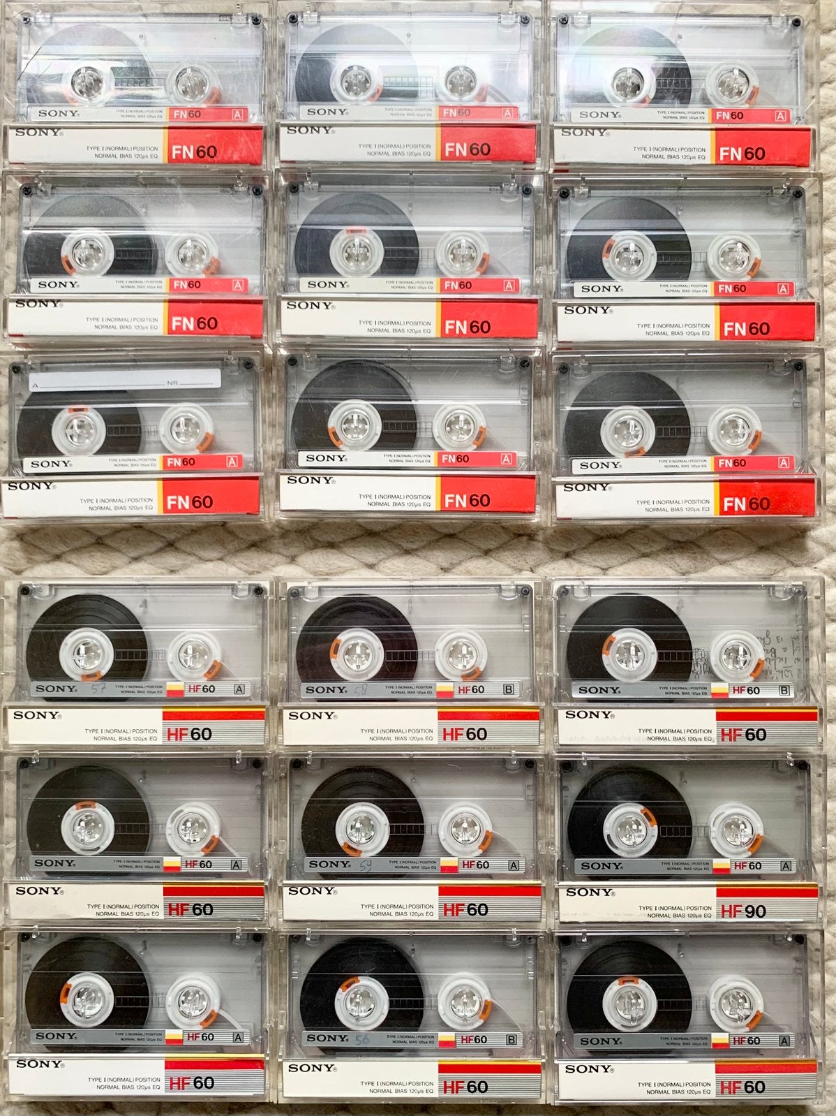 18x Sony FN60 HF60 1986 cassettebandjes FN HF 60 C60 tapes, Cd's en Dvd's, Gebruikt, Sony Europe BV, 2 t/m 25 bandjes, Ophalen of Verzenden