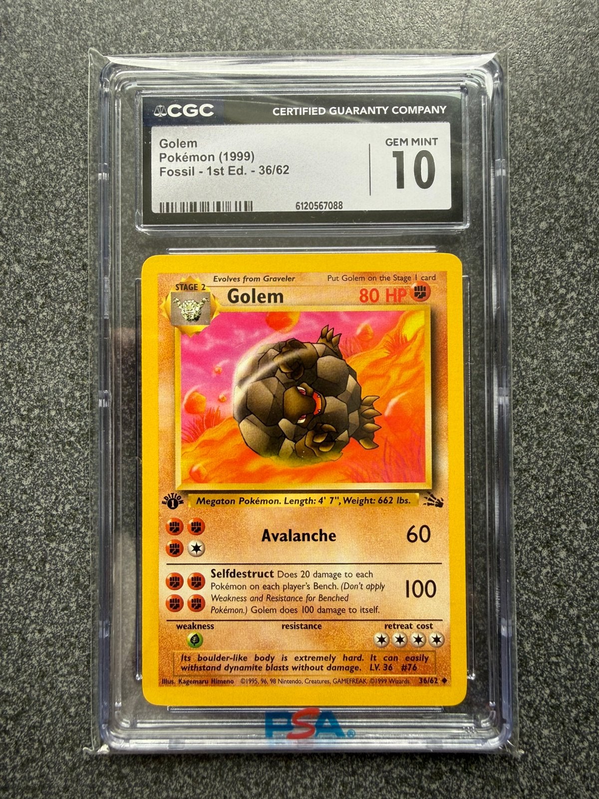 1999 Pokemon Fossil Golem 1st Edition CGC 10, Ophalen of Verzenden, Zo goed als nieuw