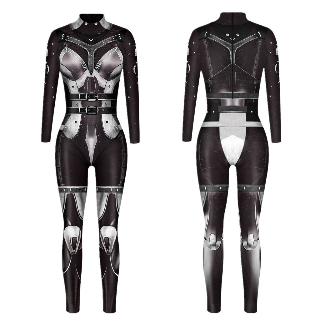 Dames catsuit 12 bodysuit robot zwart zilveren party feest, Maat 38/40 (M), Verzenden, Nieuw, Overige thema's