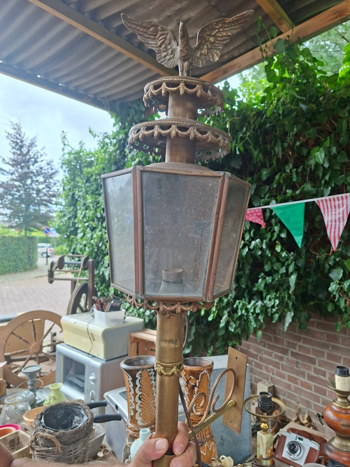 Antieke Koetslamp met Adelaar - Uniek Decoratiestuk, Ophalen of Verzenden