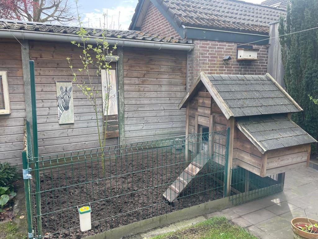 Kippenhok met legnest ren en stalen poort, Dieren en Toebehoren, Ophalen, Gebruikt, Kippenhok of Kippenren