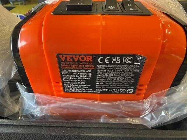 Electrische krik 12v Vevor, Ophalen