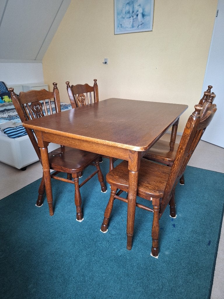 Eiken eethoek gratis, Ophalen, Gebruikt, 4 tot 6 stoelen