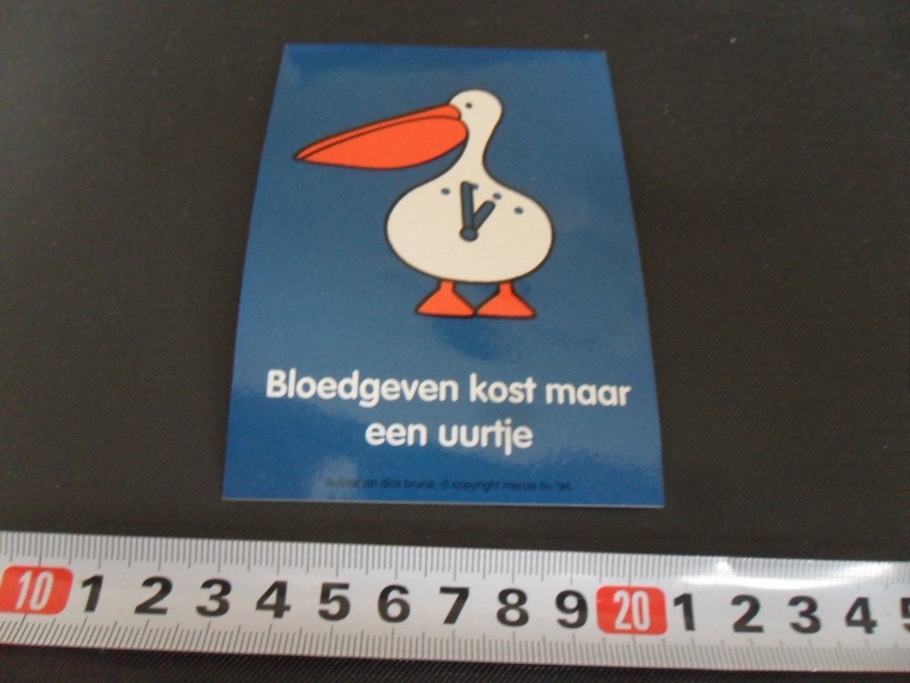 sticker strip pelikaan dick bruna bloedgeven kost maar uur *, Verzamelen, Ophalen of Verzenden, Zo goed als nieuw