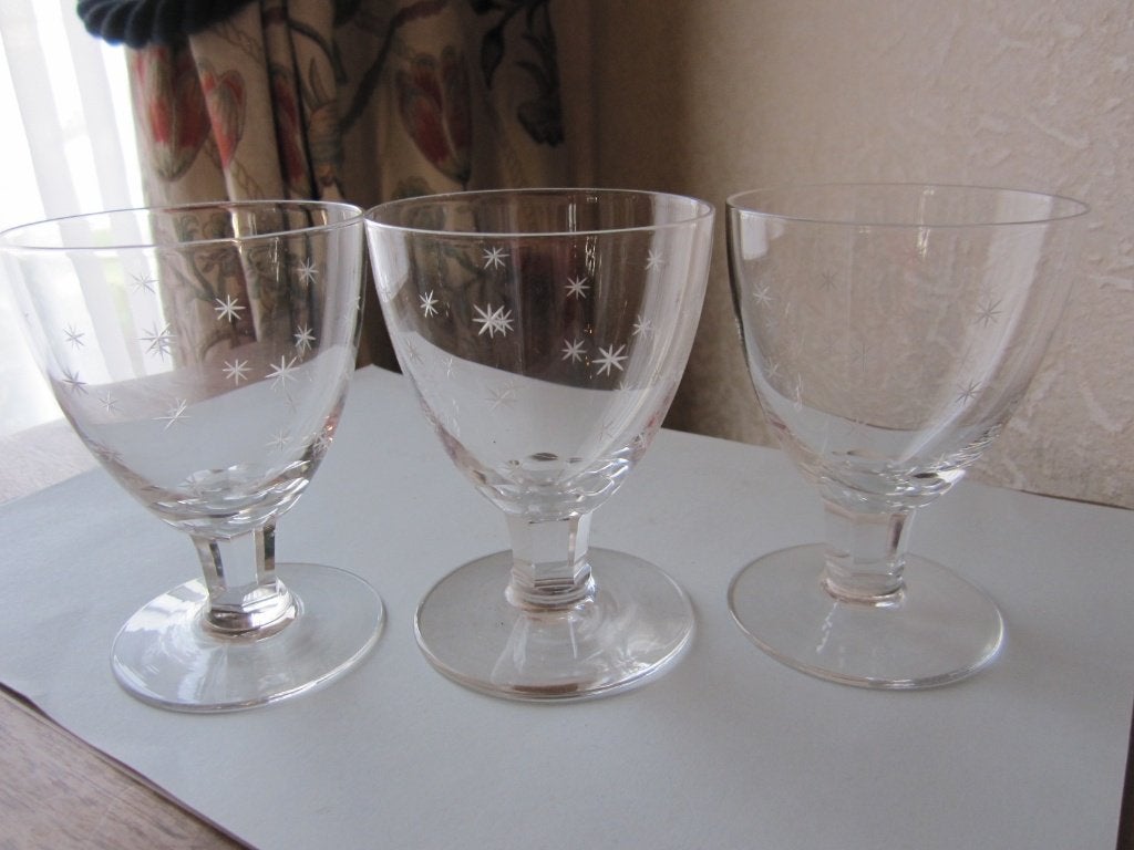 Drie cristal Val st Lambert model Pully stars portoglazen, Antiek en Kunst, Antiek | Glas en Kristal, Verzenden