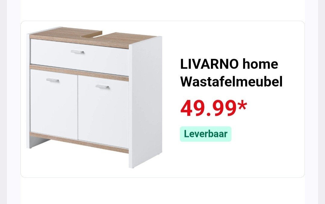 Nieuw Wastafelmeubel Lidl Livarno- 1 plankje ontbreekt, Huis en Inrichting, Badkamer | Badkamermeubels, Ophalen, Overige typen