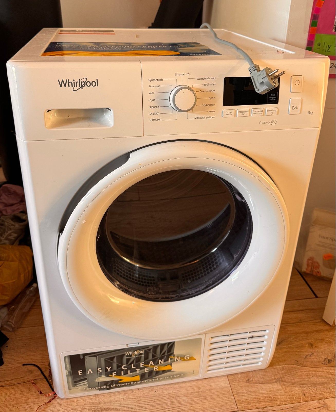 Whirlpool wasdroger 8 kg - Zo goed als nieuw, Ophalen, Wolprogramma, 8 tot 10 kg, Zo goed als nieuw