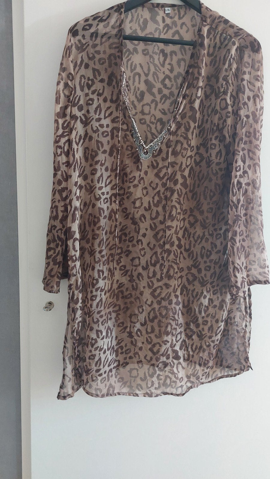 Leopardprint tuniek met lange mouwen, Bruin, Maat 42/44 (L), Ophalen of Verzenden, Lange mouw