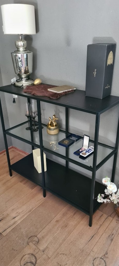 IKEA VITTSJÖ kast – zwart met glas – 100  93 cm, Ophalen, Gebruikt
