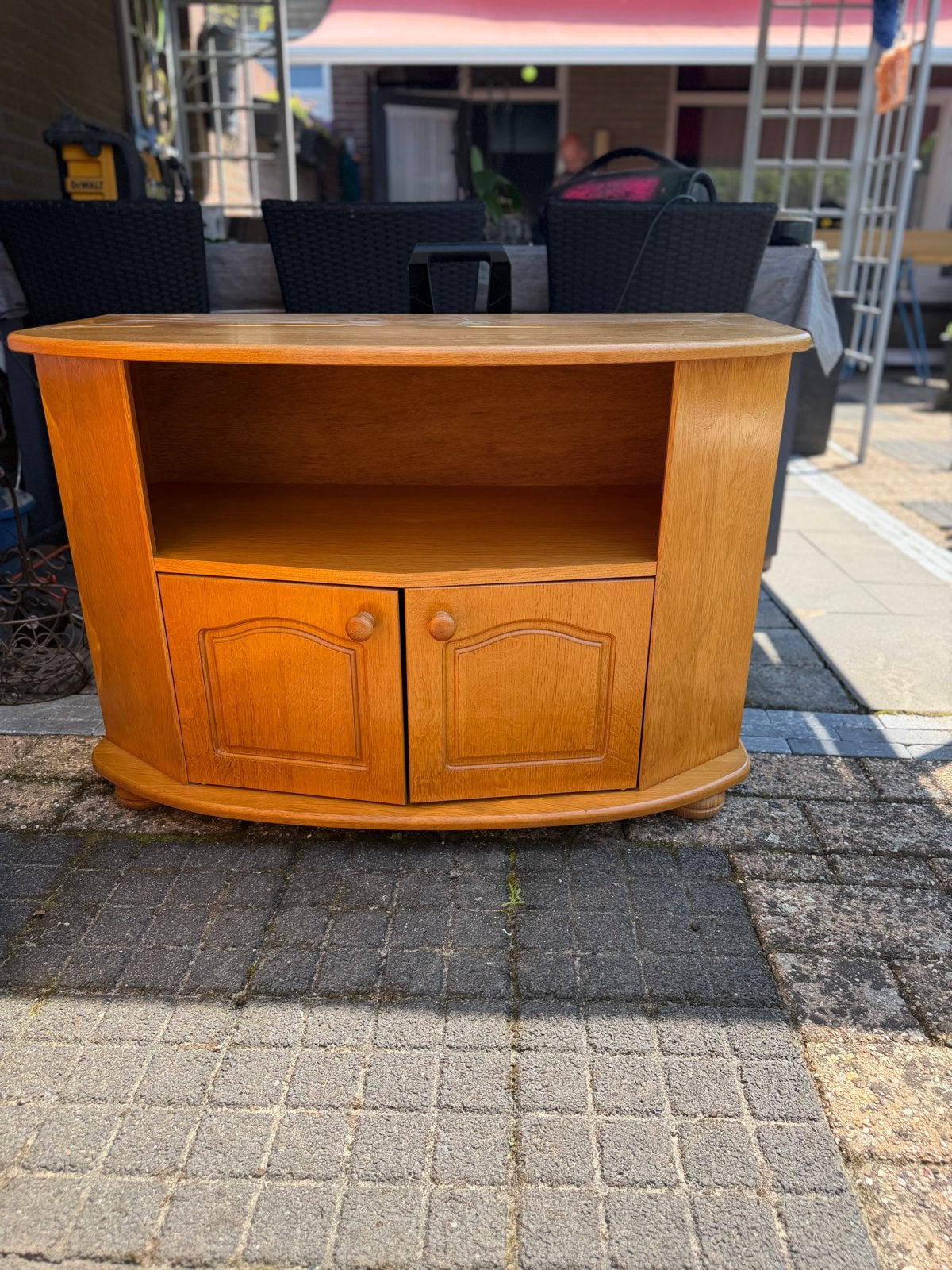 Houten TV-meubel / audiomeubel met deurtjes, Huis en Inrichting, Kasten | Televisiemeubels, Ophalen, Gebruikt, 100 tot 150 cm
