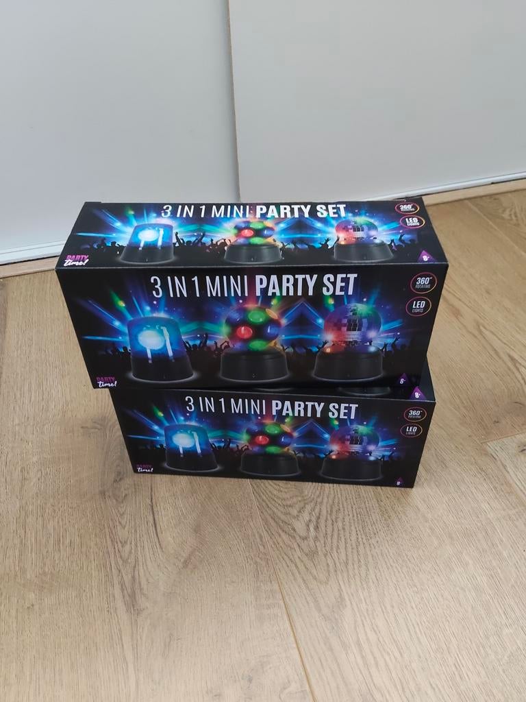 3-in-1 Mini Party Set - LED Lichteffecten voor Feestjes, Ophalen of Verzenden, Nieuw, Feestartikel, Verjaardag