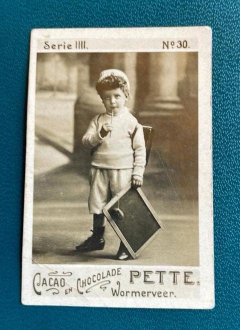 Antiek reclame kaartje  “ Pette” cacao -chocolade 1900, Ophalen of Verzenden, Overige typen