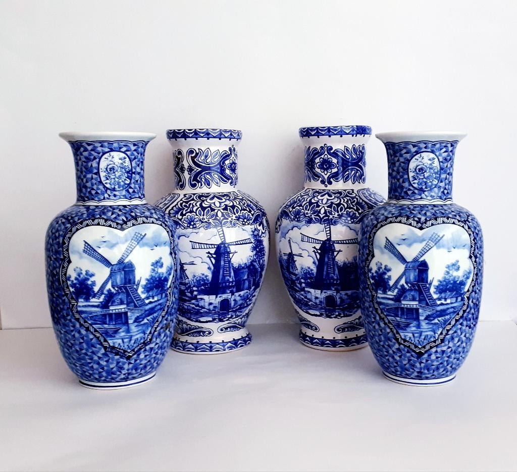 Delft Blauw set van 4 vazen molens, Ophalen