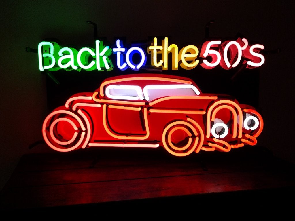 Back to the 50 's auto neon lamp div neonverlichting fifties, Verzamelen, Merken en Reclamevoorwerpen, Ophalen, Zo goed als nieuw