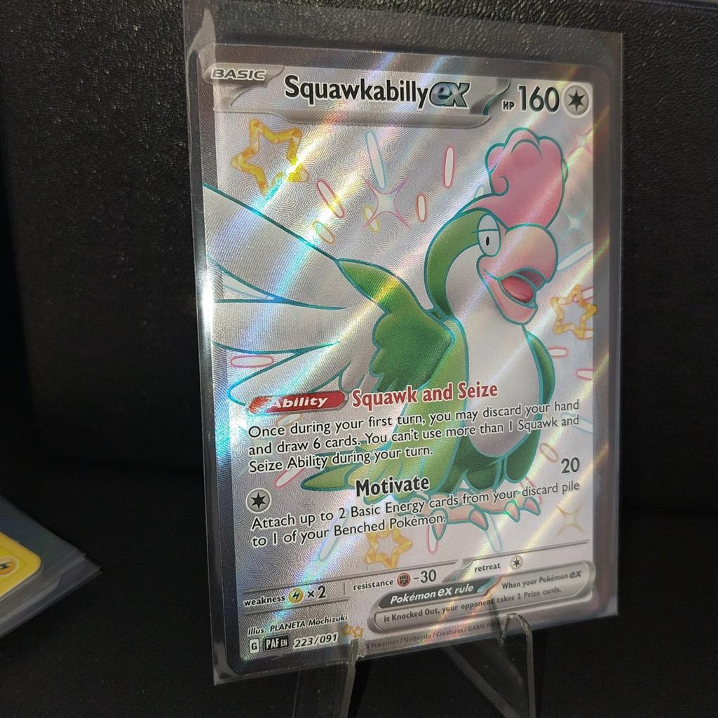 Squawkabilly ex 223/091 Paldean Fates Pokémon kaart, Ophalen of Verzenden, Nieuw, Losse kaart, Foil