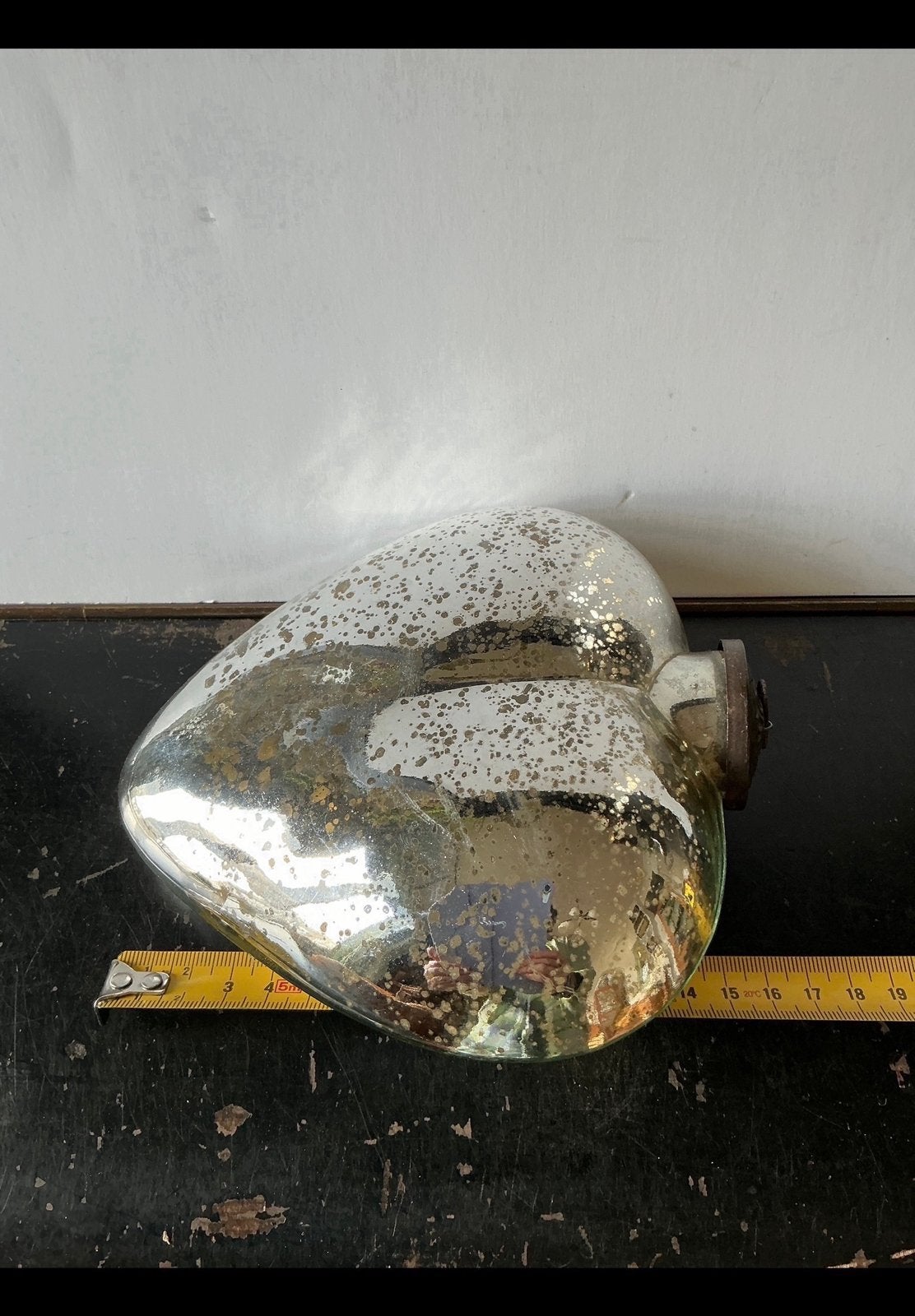 Groot zilveren glazen hart als kerstbal. Ongeveer 16 cm, Verzamelen, Ophalen of Verzenden