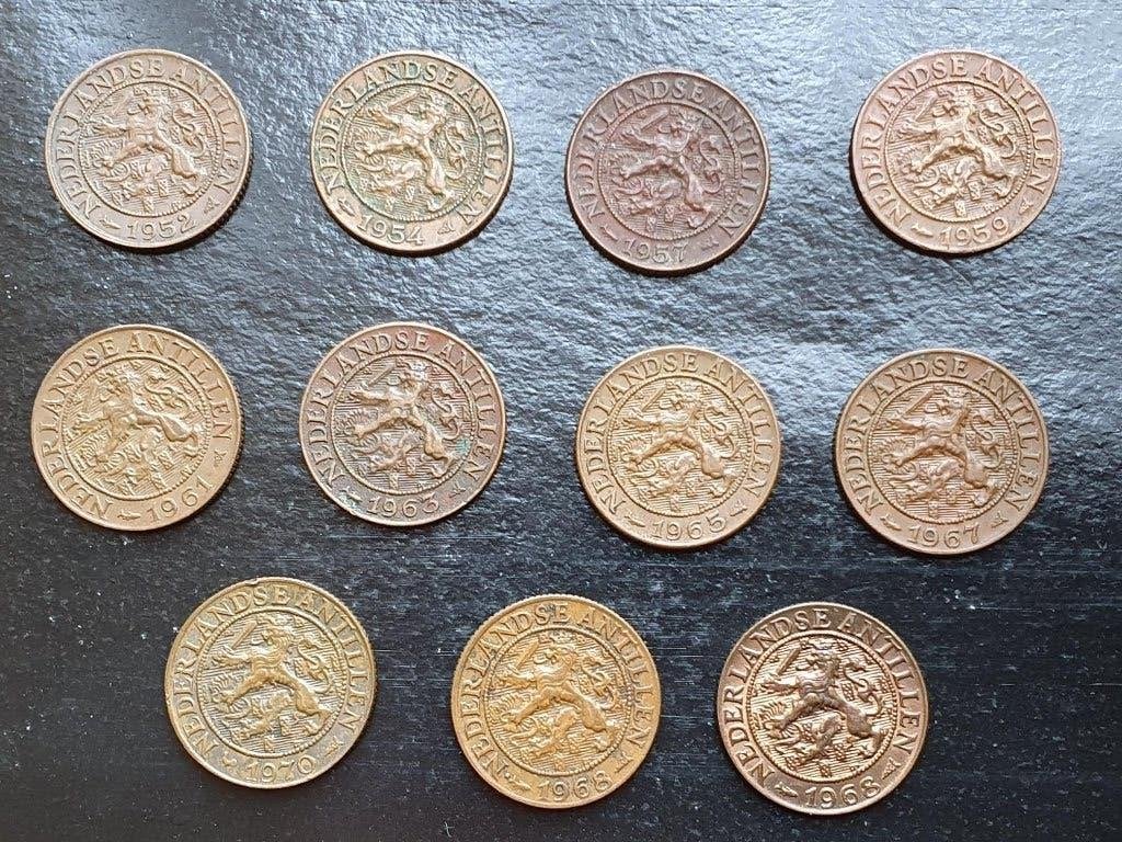 1 cent nederlandse antillen 1952/1970 brons compleet, Verzenden, Koningin Juliana, 1 cent, Setje