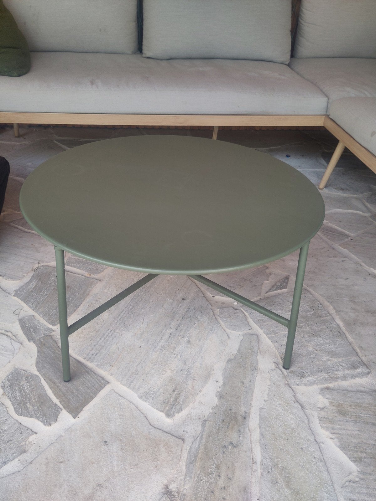 Ronde salontafel/bijzettafel - Groen - 35cm hoog, 70cm diam., Ophalen