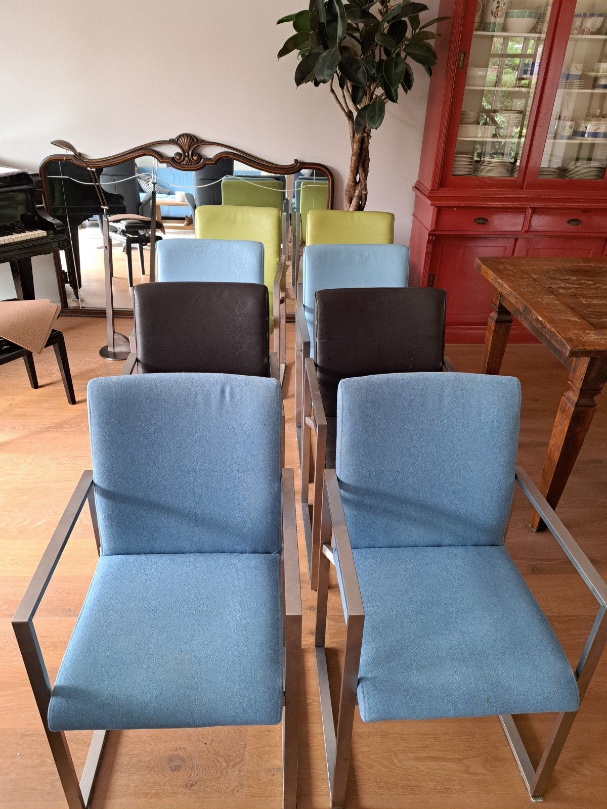 stoelen, Ophalen, Blauw, Leer, Vijf, Zes of meer stoelen