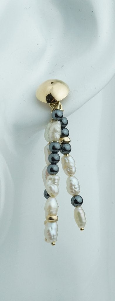 Hematiet parel fraai 14k gouden set oorbellen vintage, Verzenden, Goud, Oorbellen, Met edelsteen