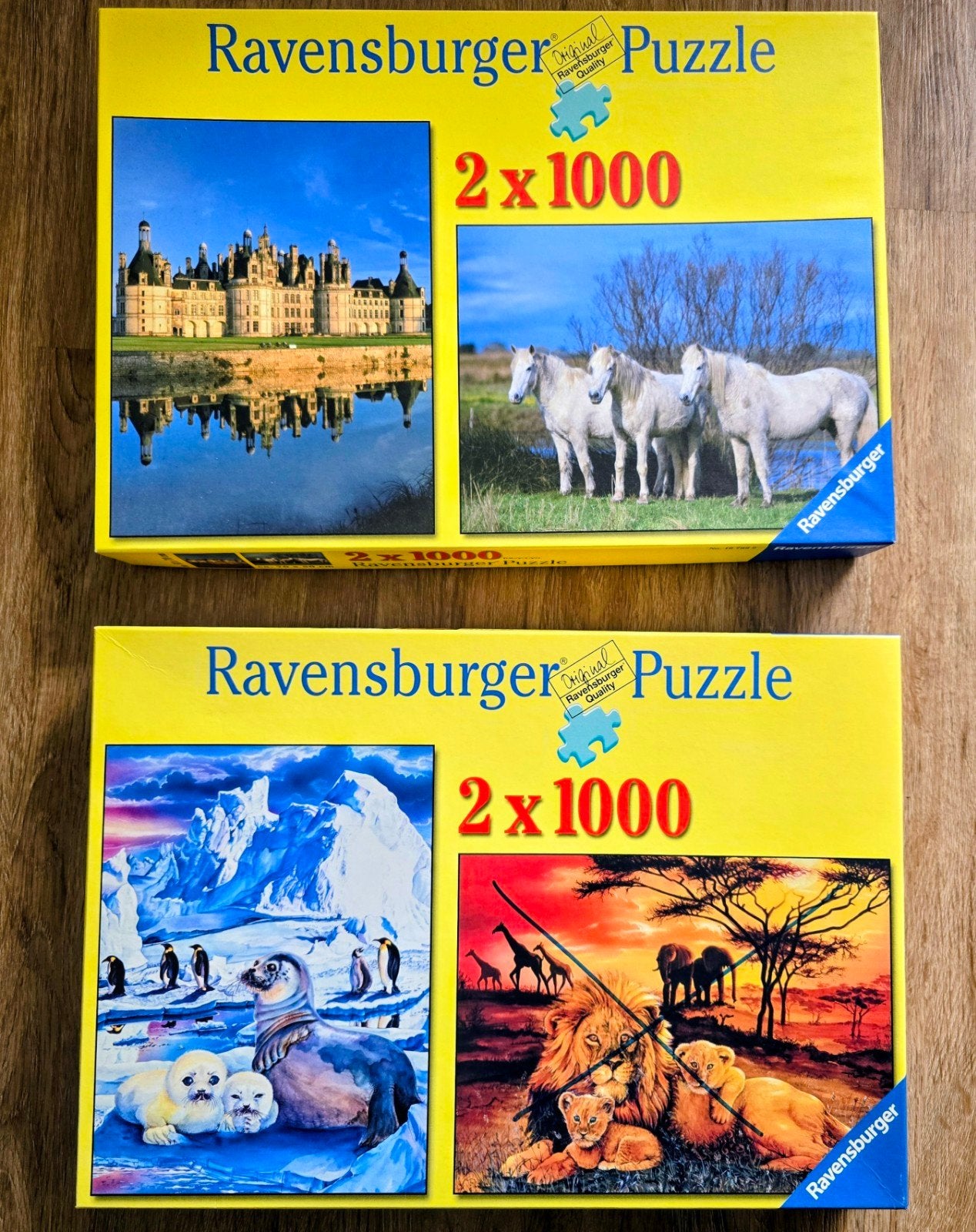 Ravensburger Puzzels 2x1000 stukjes, Ophalen of Verzenden, 500 t/m 1500 stukjes, Gebruikt, Legpuzzel