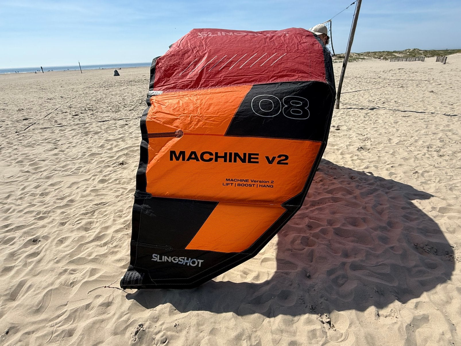 8m Slingshot Machine V2 kite, Watersport en Boten, Kitesurfen, Ophalen, 8 m², Geen board, Zo goed als nieuw