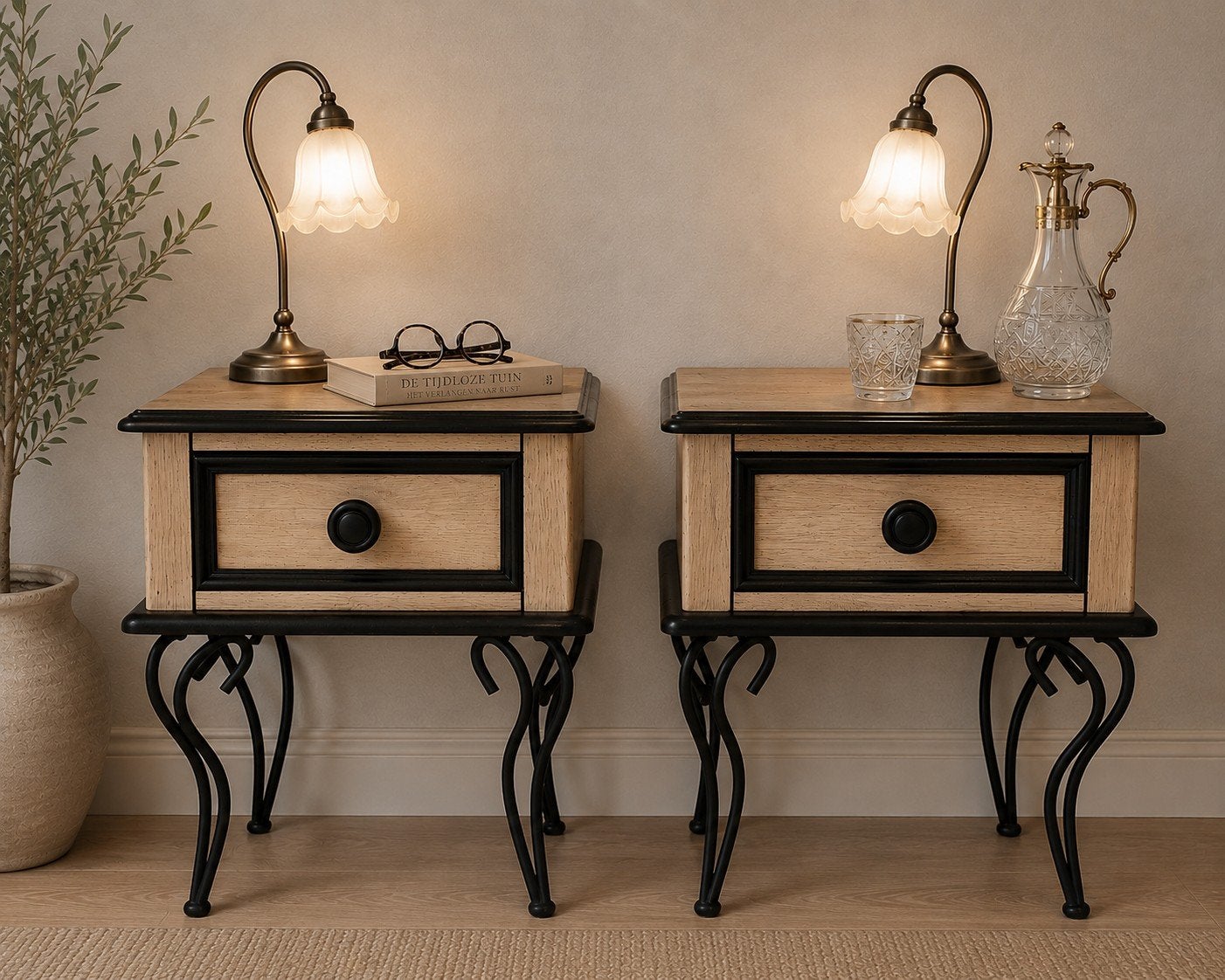 Sfeervolle vintage nachtkastjes – stijlvol gerestyled, Huis en Inrichting, Ophalen, Minder dan 45 cm, Minder dan 55 cm