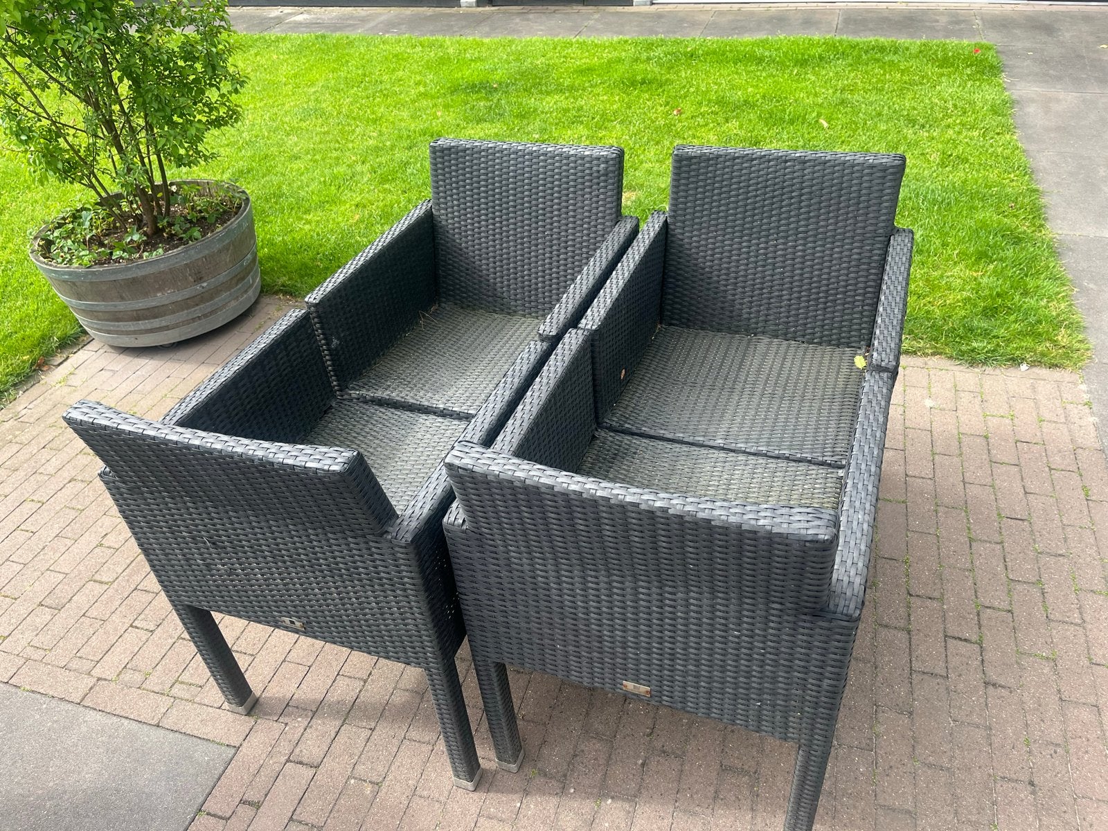 4 comfortabele Jan des Bouvrie tuinstoelen, Tuin en Terras, Ophalen, Gebruikt, Wicker