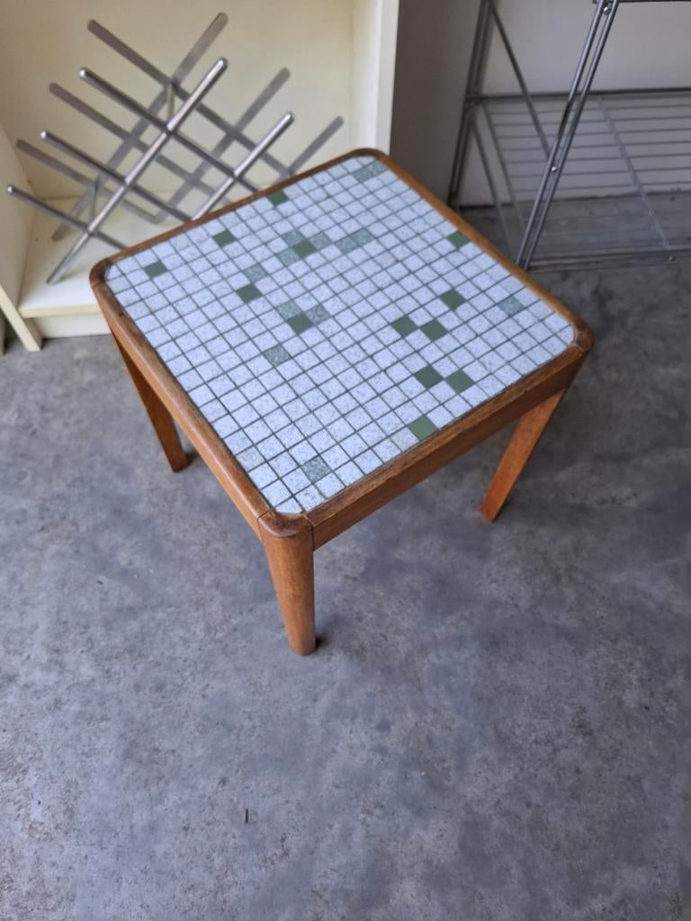Vintage tafel mozaïek retro sidetable, Ophalen, Minder dan 45 cm, Minder dan 55 cm, Gebruikt