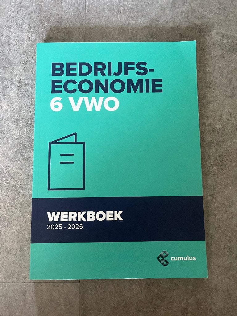 Cumulus - Bedrijfseconomie - 6 VWO - Werkboek 2025-2026, Boeken, Schoolboeken, VWO, Cumulus, Ophalen of Verzenden, Zo goed als nieuw