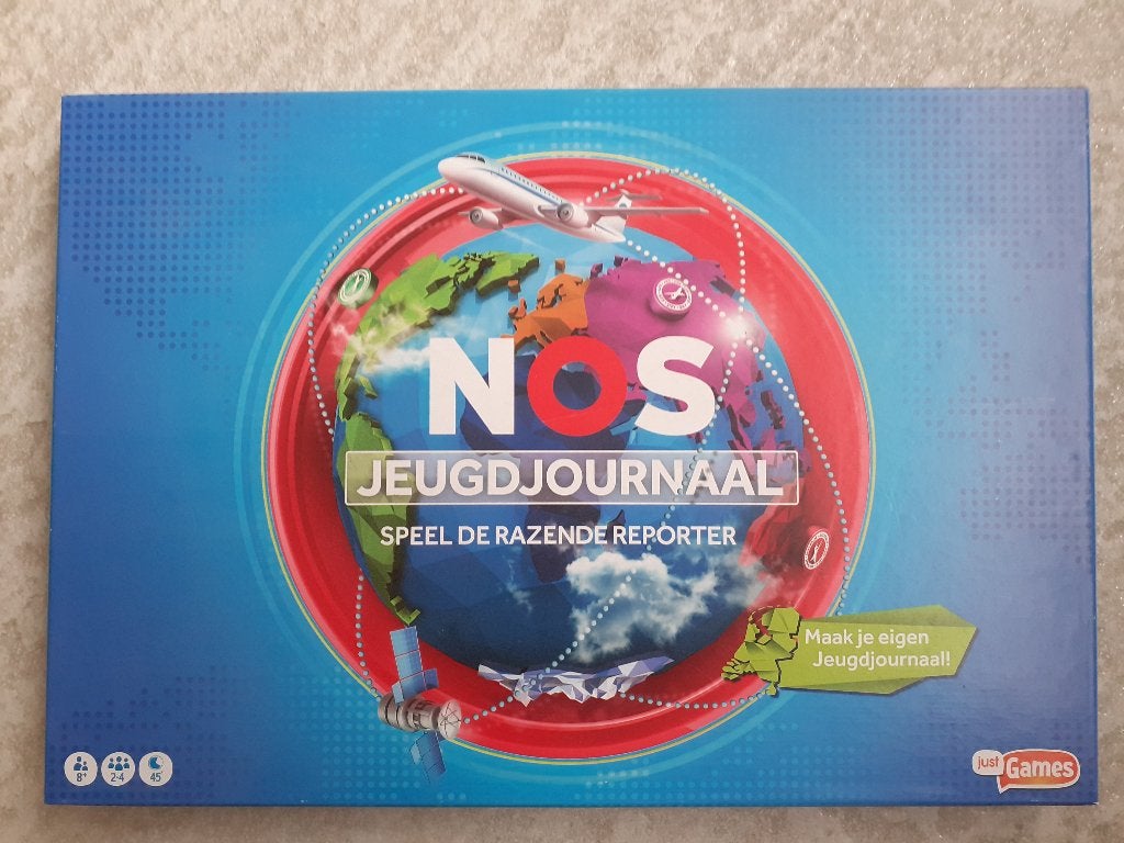 NOS jeugdjournaal spel - speel de razende reporter bordspel, Ophalen of Verzenden, Zo goed als nieuw, Just Games