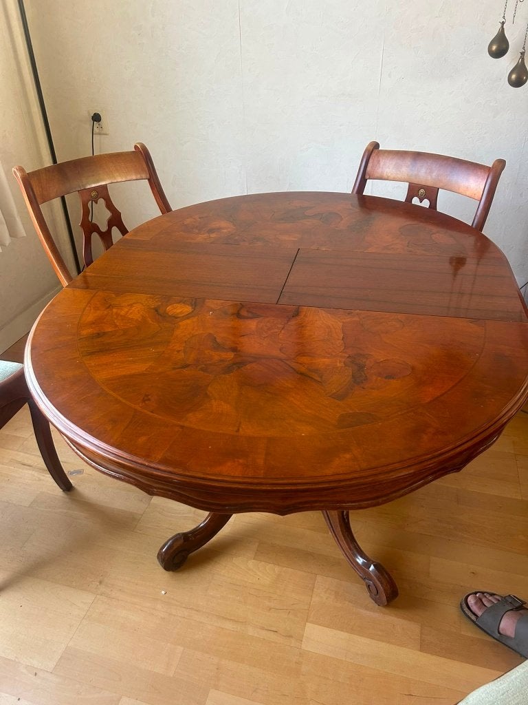 antike eettafel, Ophalen