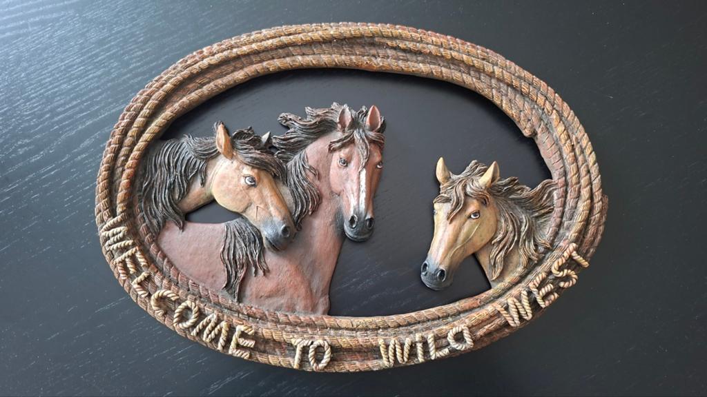 Wanddecoratie paarden, 26 cm, Zo goed als nieuw, Bruin, Wandbord of Wandpaneel
