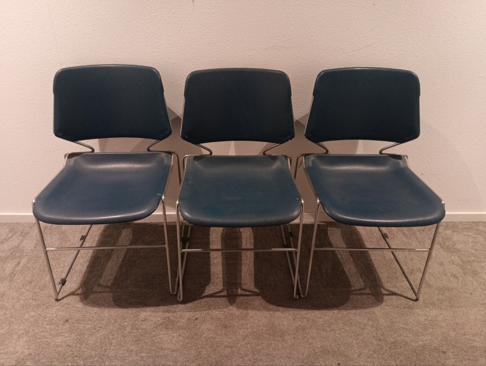 3x Stapelstoel Matrix voor Krueger - Thomas Tolleson  USA, Ophalen, Gebruikt, Drie, Blauw