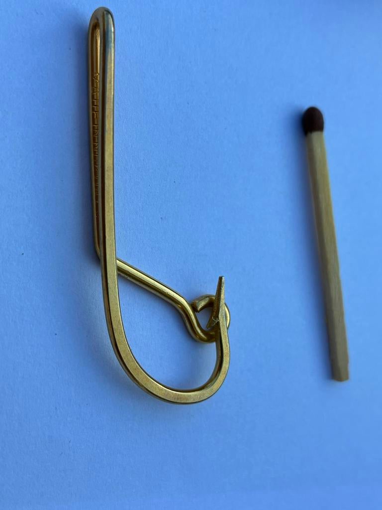 Vintage Goud kleurige stropdas/ briefgeldclip met Inscriptie, Ophalen of Verzenden
