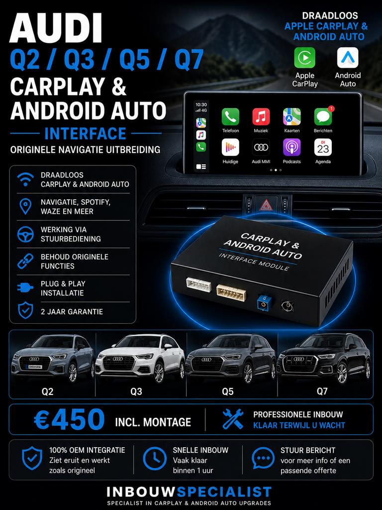 Audi Q2 Q3 Q5 Q7 Draadloos CarPlay Interface Inbouw, Ophalen, Nieuw