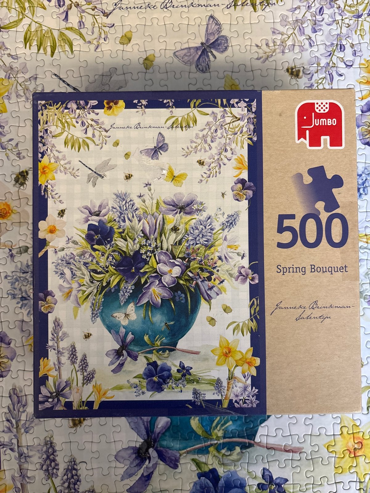 Jumbo Janneke Brinkman Spring Bouquet Legpuzzel 500 stukjes, Ophalen of Verzenden, 500 t/m 1500 stukjes, Zo goed als nieuw, Legpuzzel