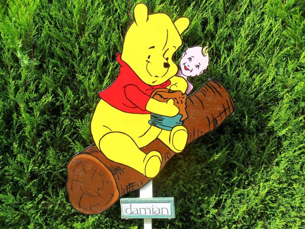 Geboorteborden o.a Geboortebord Winnie the Pooh op boomstam., Ophalen, Nieuw, Geboortebord