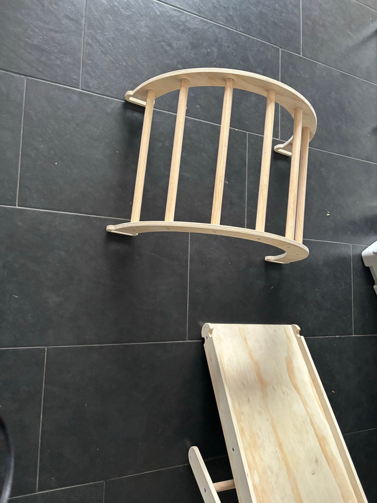 Houten klimrek met glijbaan en klimboog, Ophalen, Gebruikt, Glijbaan