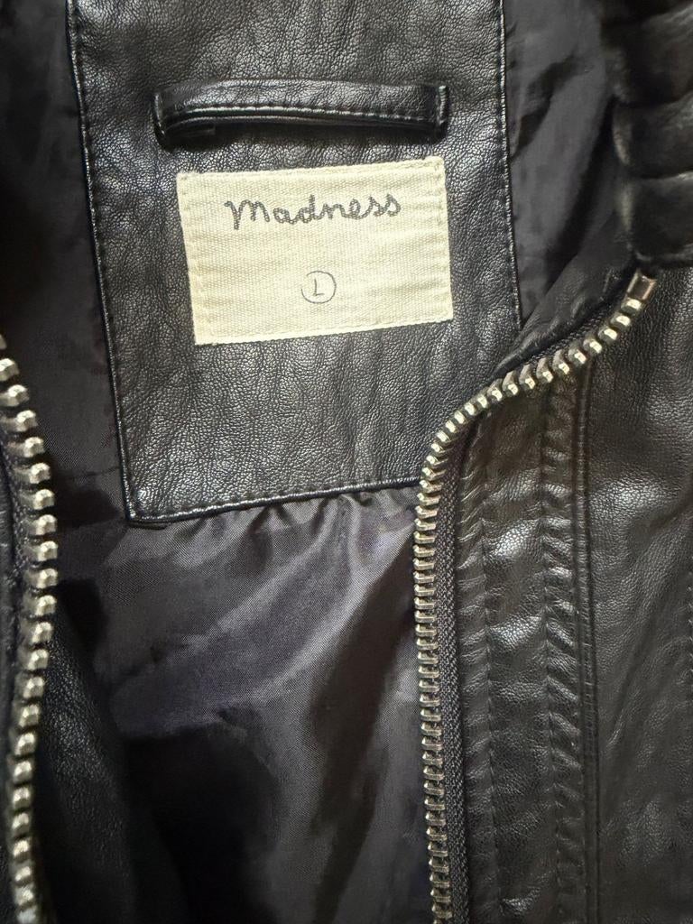 Madness leren jas - Maat L, Kleding | Heren, Maat 52/54 (L), Zwart, Ophalen of Verzenden, Gedragen