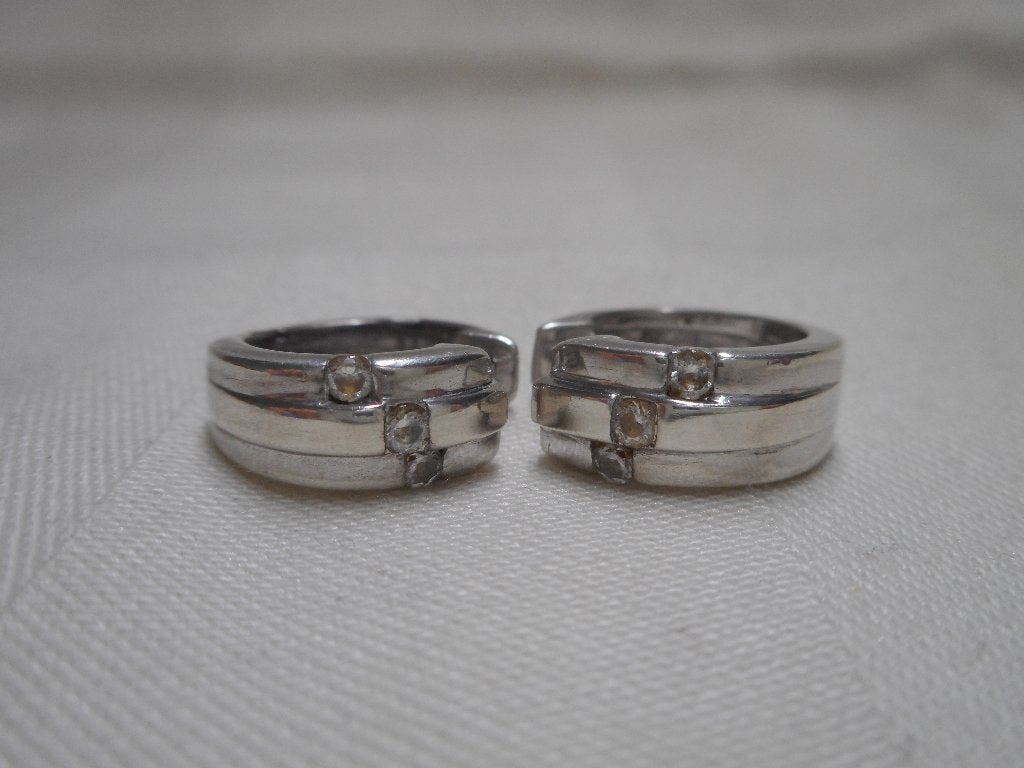 Zilveren klapcreolen met steentjes nr.016, Sieraden, Tassen en Uiterlijk, Verzenden, Zilver, Zilver, Hangers