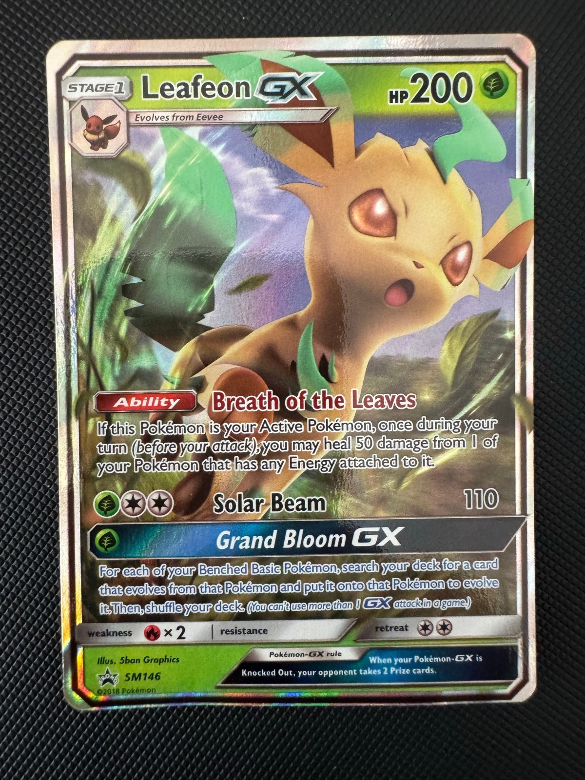 Leafeon GX Pokémon kaart SM146 - Zo goed als nieuw, Ophalen of Verzenden, Zo goed als nieuw, Losse kaart