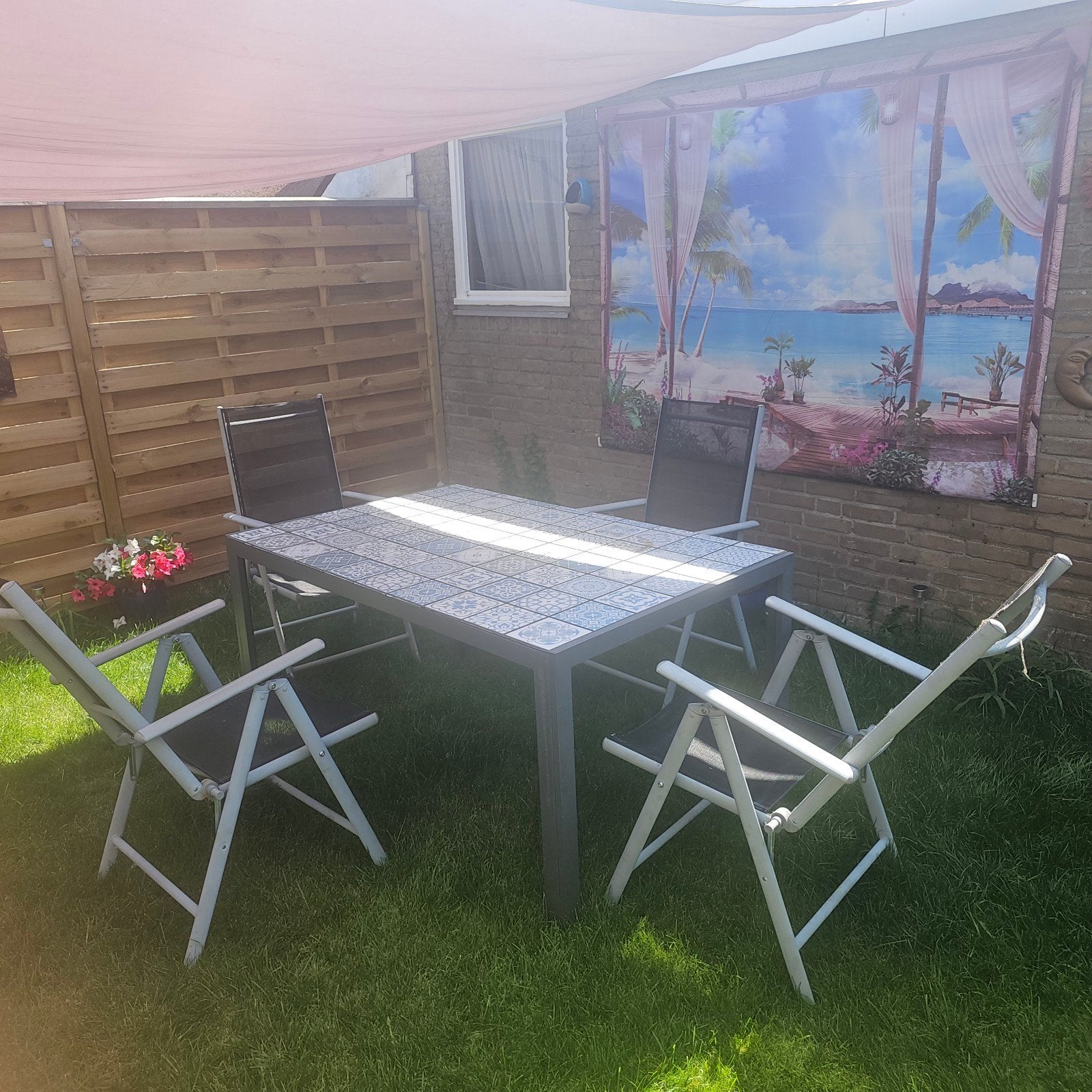 Tuinset te koop Lengte 150cm brede 95cm en hoogte 53cm, Tuin en Terras, Ophalen, Gebruikt, Overige materialen