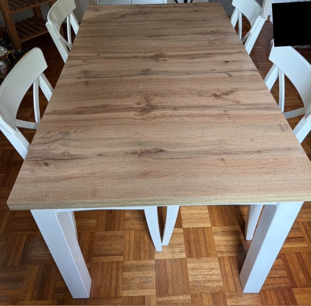 Eettafel met 4 stoelen, Gebruikt, Vijf personen of meer, 150 tot 200 cm, Rechthoekig