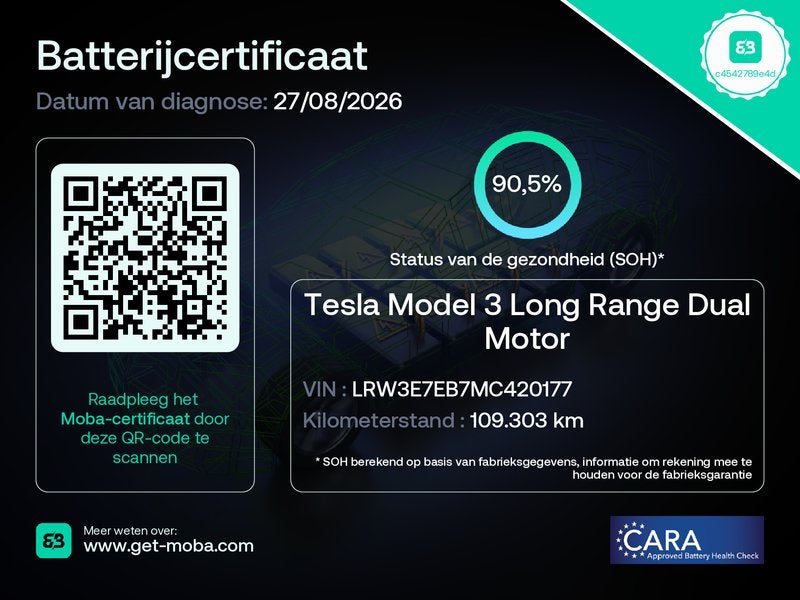 Tesla Model 3 Long-Range AWD 351pk 75 kWh 90.5% SoH UPGRADE, Auto's, Tesla, Automaat, Dealer onderhouden, Gebruikt, Zwart