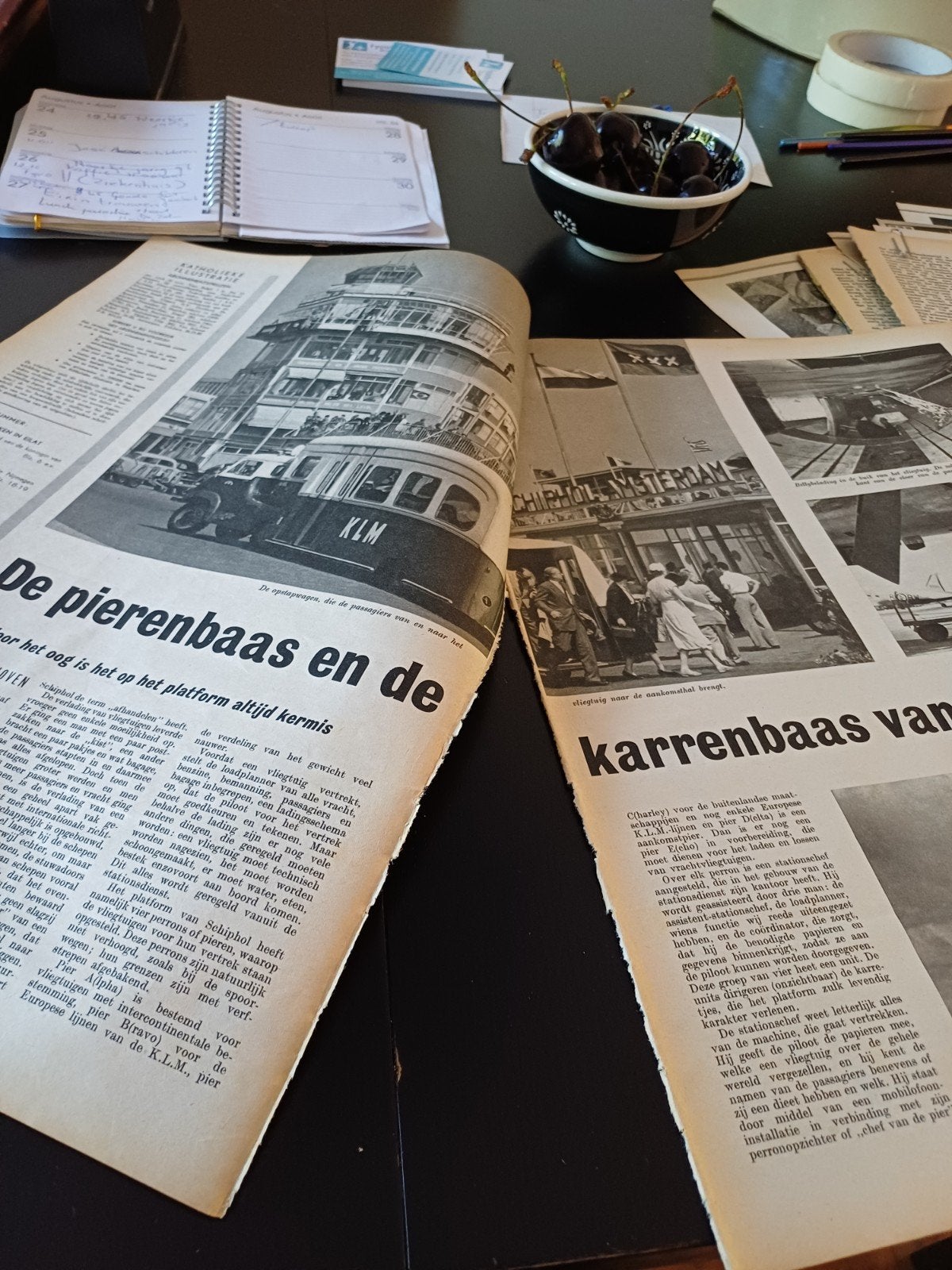 artikel over Schiphol 1958, Ophalen of Verzenden, Gebruikt, Kaart, Foto of Prent
