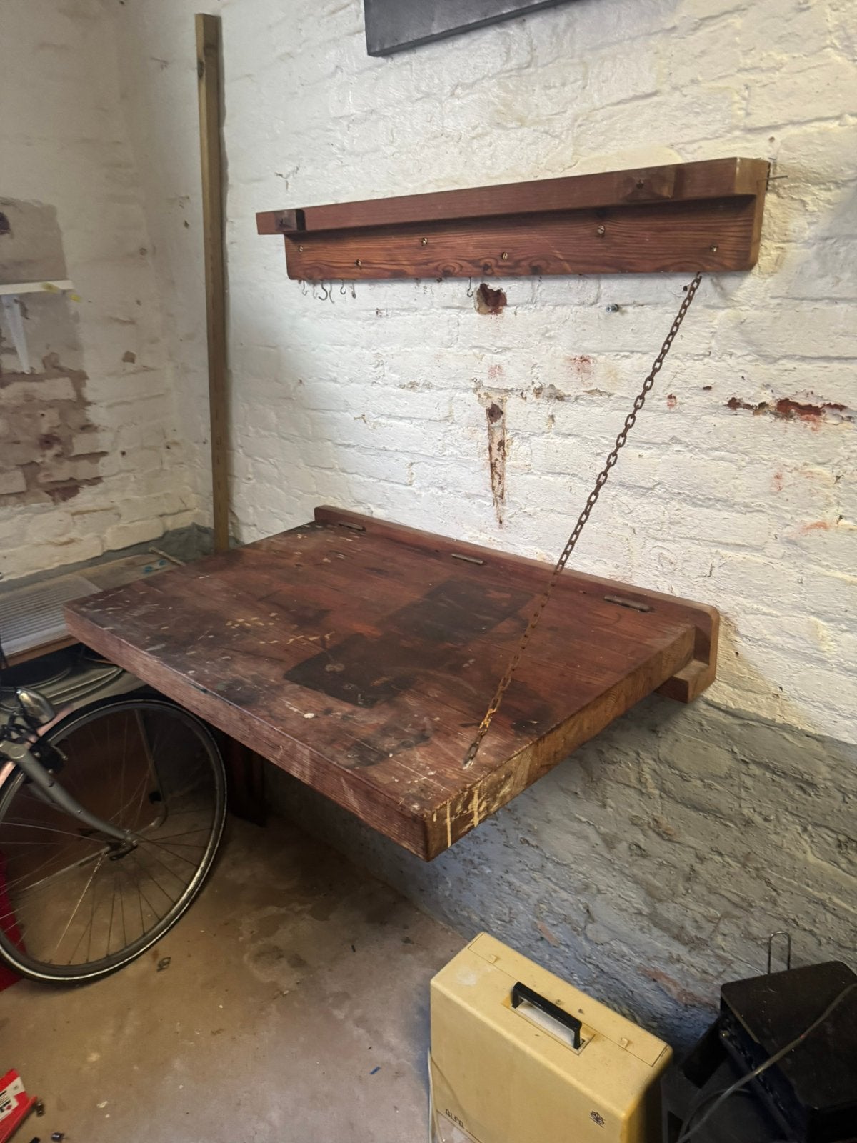 Antieke inklapbare werktafel., Ophalen, Gebruikt, 70 tot 120 cm, Inklapbaar